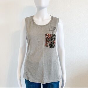 Size Small Grey Southwestern Tank Cactus Pocket
